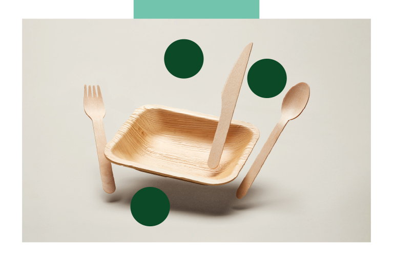 disposable bamboo plate and cutlery
